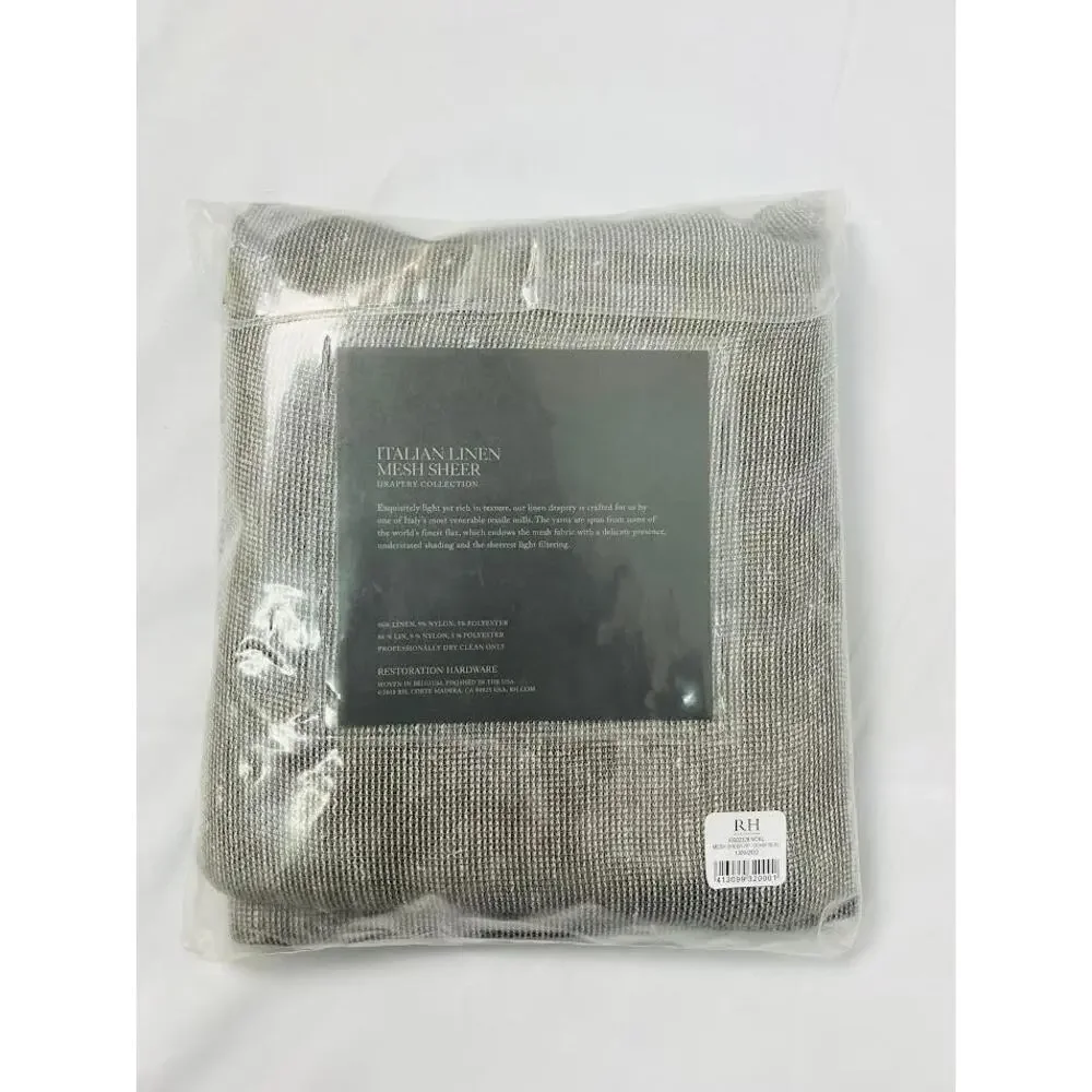 NEW! Hardware Italian Linen Mesh Sheer Drapery- GRAY, 50